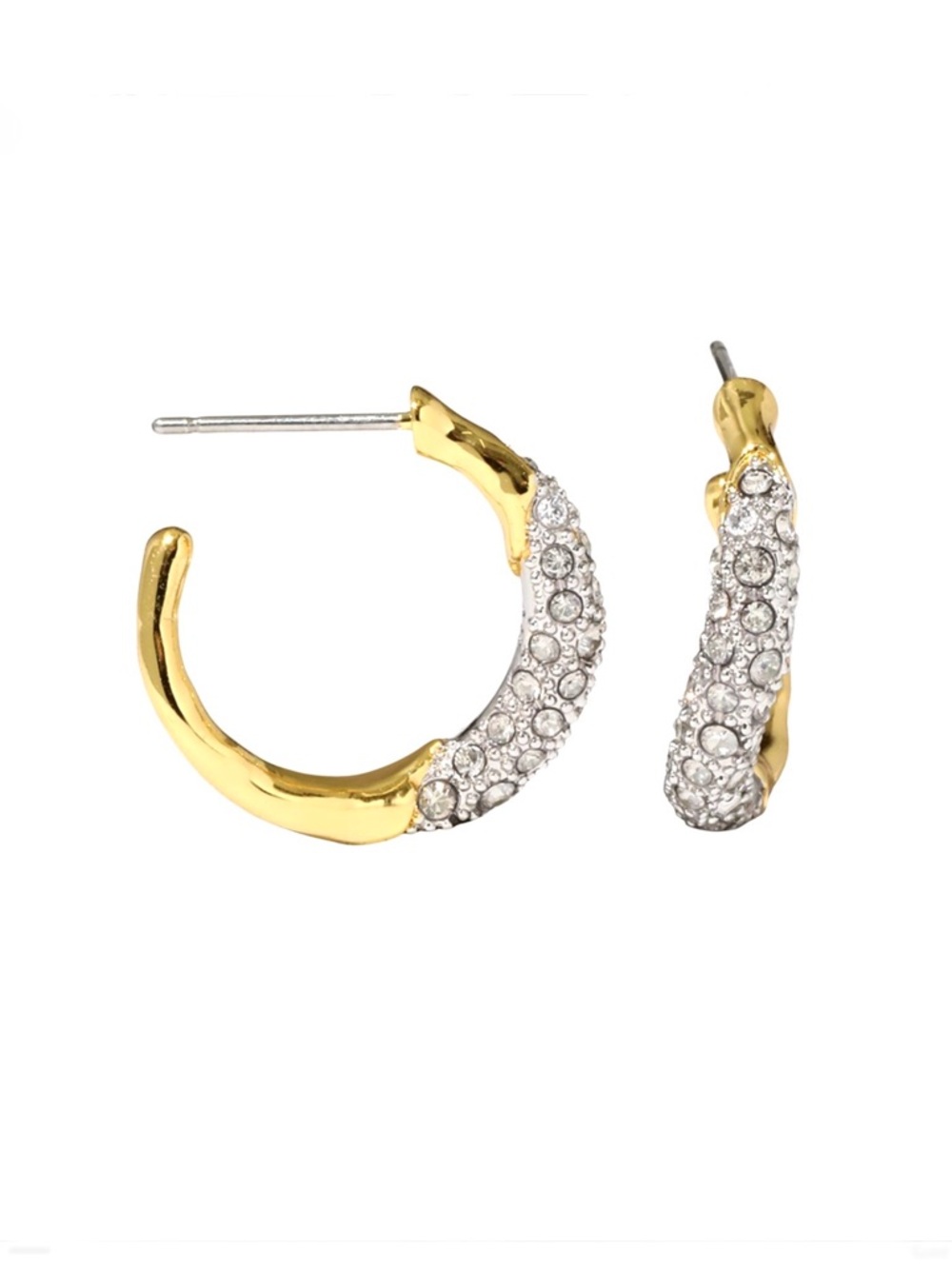NEW Alexis Bittar Earrings Solanales Gold Twist Mini Hoop Clear JL26